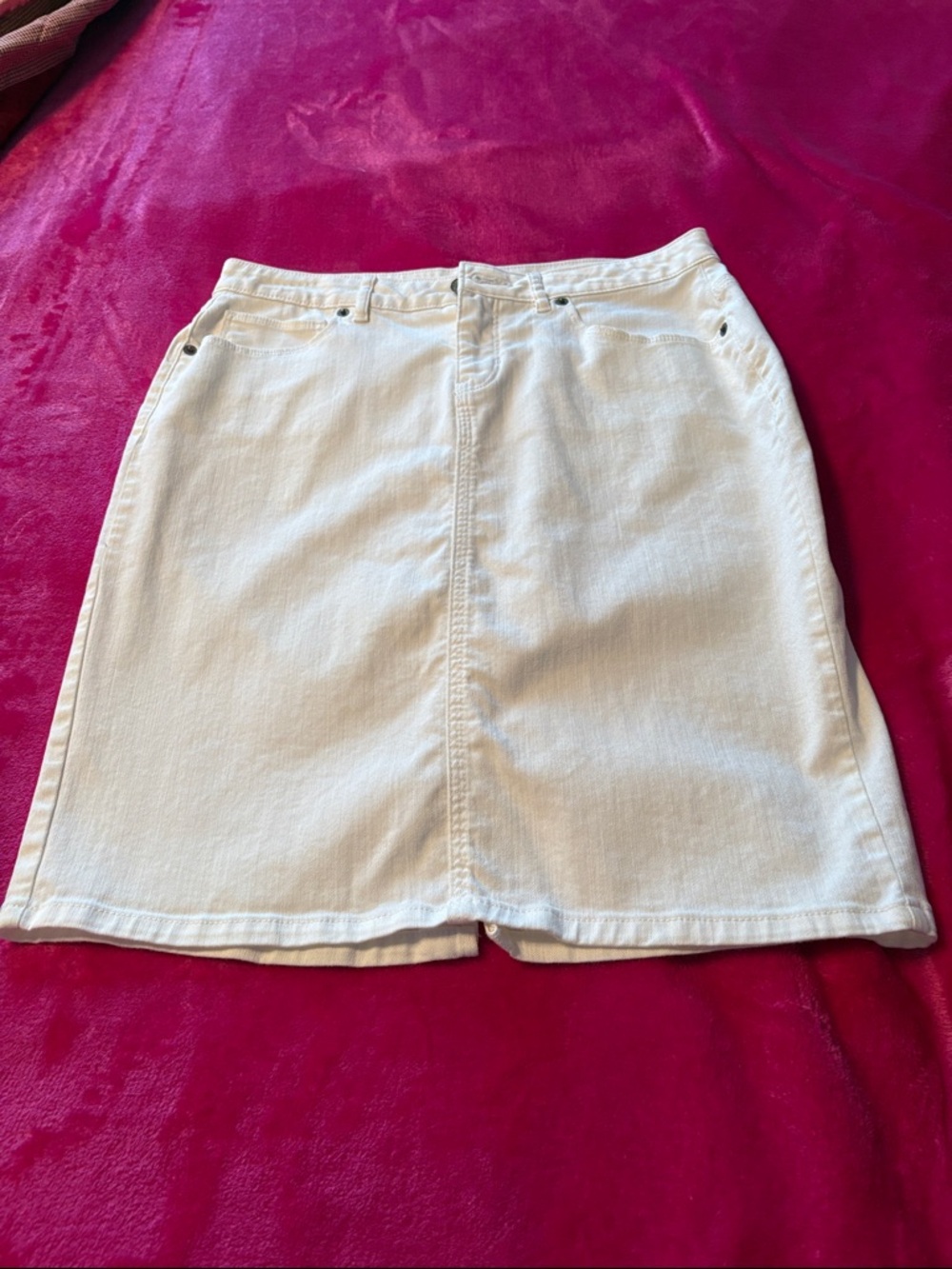 Lands' End White A-Line Denim Skirt